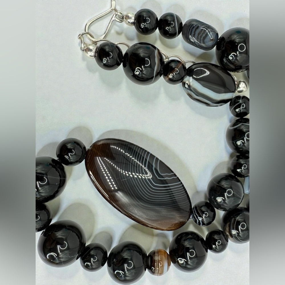 Jay King Mine Finds South African Lace Agate Sterling Silver Necklace 109g 18-20 - Picture 15 of 17